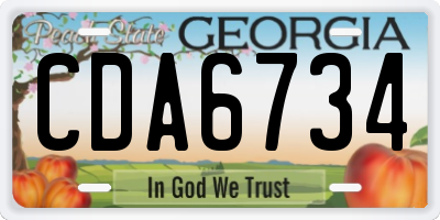GA license plate CDA6734