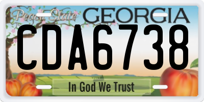 GA license plate CDA6738