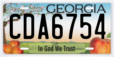 GA license plate CDA6754