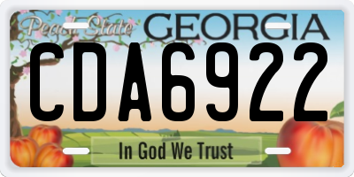 GA license plate CDA6922