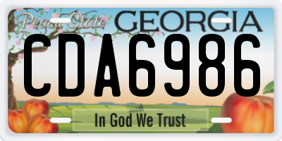 GA license plate CDA6986