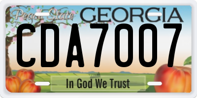 GA license plate CDA7007