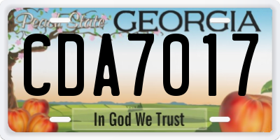 GA license plate CDA7017