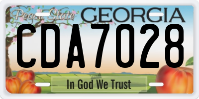 GA license plate CDA7028