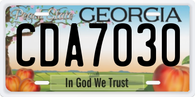 GA license plate CDA7030