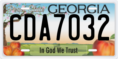 GA license plate CDA7032