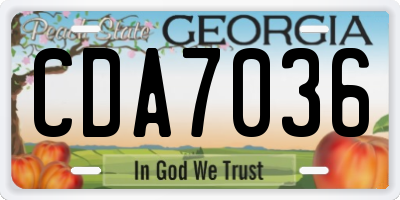 GA license plate CDA7036
