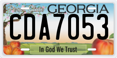 GA license plate CDA7053