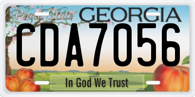 GA license plate CDA7056