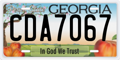GA license plate CDA7067