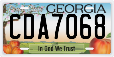 GA license plate CDA7068