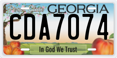 GA license plate CDA7074