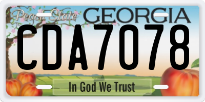 GA license plate CDA7078
