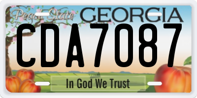 GA license plate CDA7087