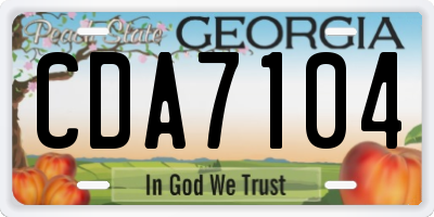 GA license plate CDA7104