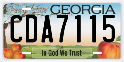 GA license plate CDA7115