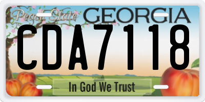 GA license plate CDA7118