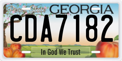 GA license plate CDA7182