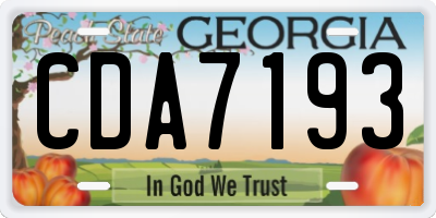GA license plate CDA7193