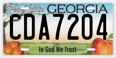 GA license plate CDA7204