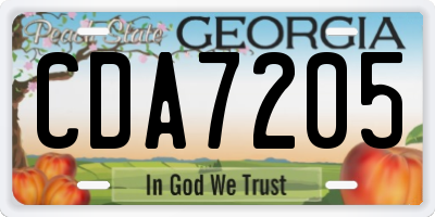 GA license plate CDA7205