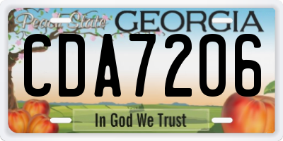GA license plate CDA7206