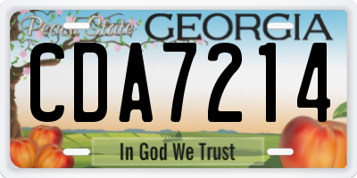 GA license plate CDA7214