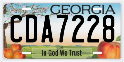GA license plate CDA7228