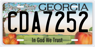 GA license plate CDA7252