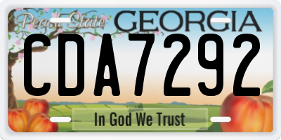 GA license plate CDA7292