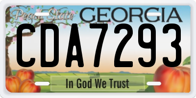 GA license plate CDA7293
