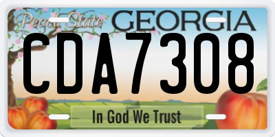 GA license plate CDA7308