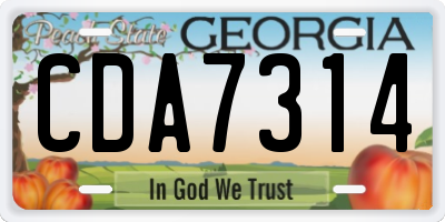 GA license plate CDA7314