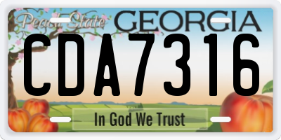 GA license plate CDA7316