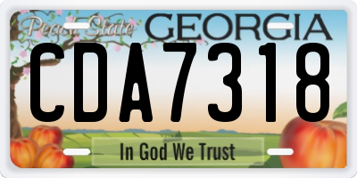 GA license plate CDA7318