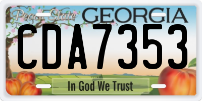 GA license plate CDA7353