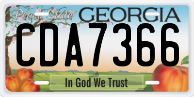 GA license plate CDA7366