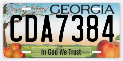 GA license plate CDA7384