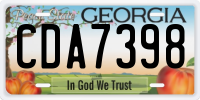 GA license plate CDA7398