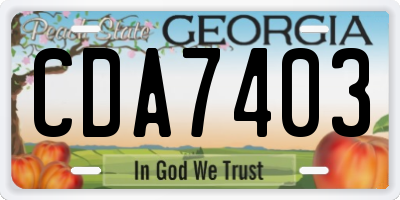 GA license plate CDA7403