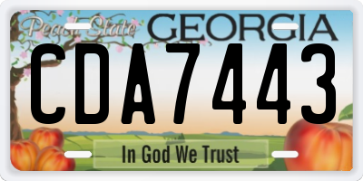 GA license plate CDA7443
