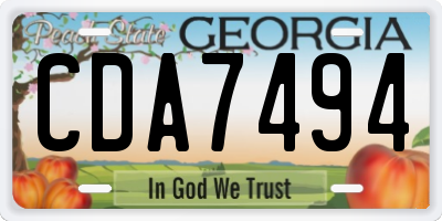 GA license plate CDA7494