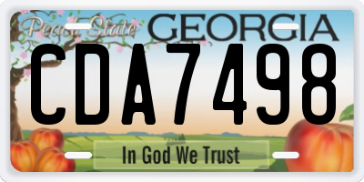 GA license plate CDA7498