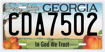 GA license plate CDA7502