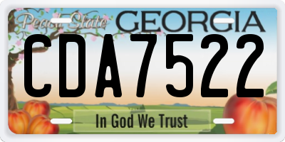 GA license plate CDA7522