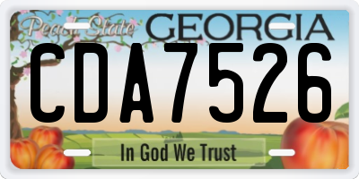 GA license plate CDA7526