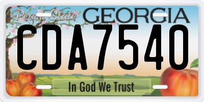 GA license plate CDA7540