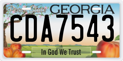 GA license plate CDA7543