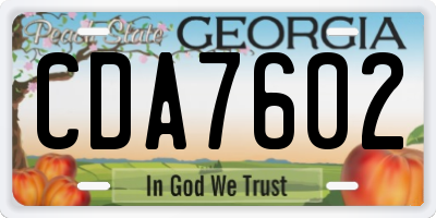 GA license plate CDA7602