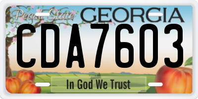GA license plate CDA7603
